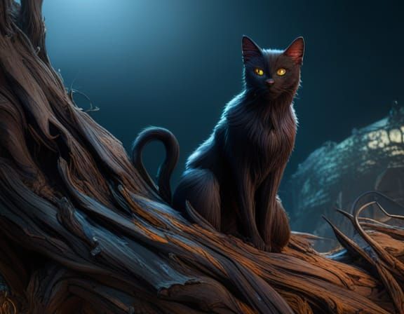 The Black Cat The Observer - AI Generated Artwork - NightCafe Creator