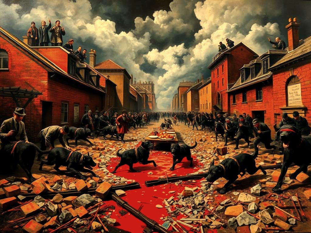 Surreal Anarchy in a Dystopian Landscape, in a Style Inspire...