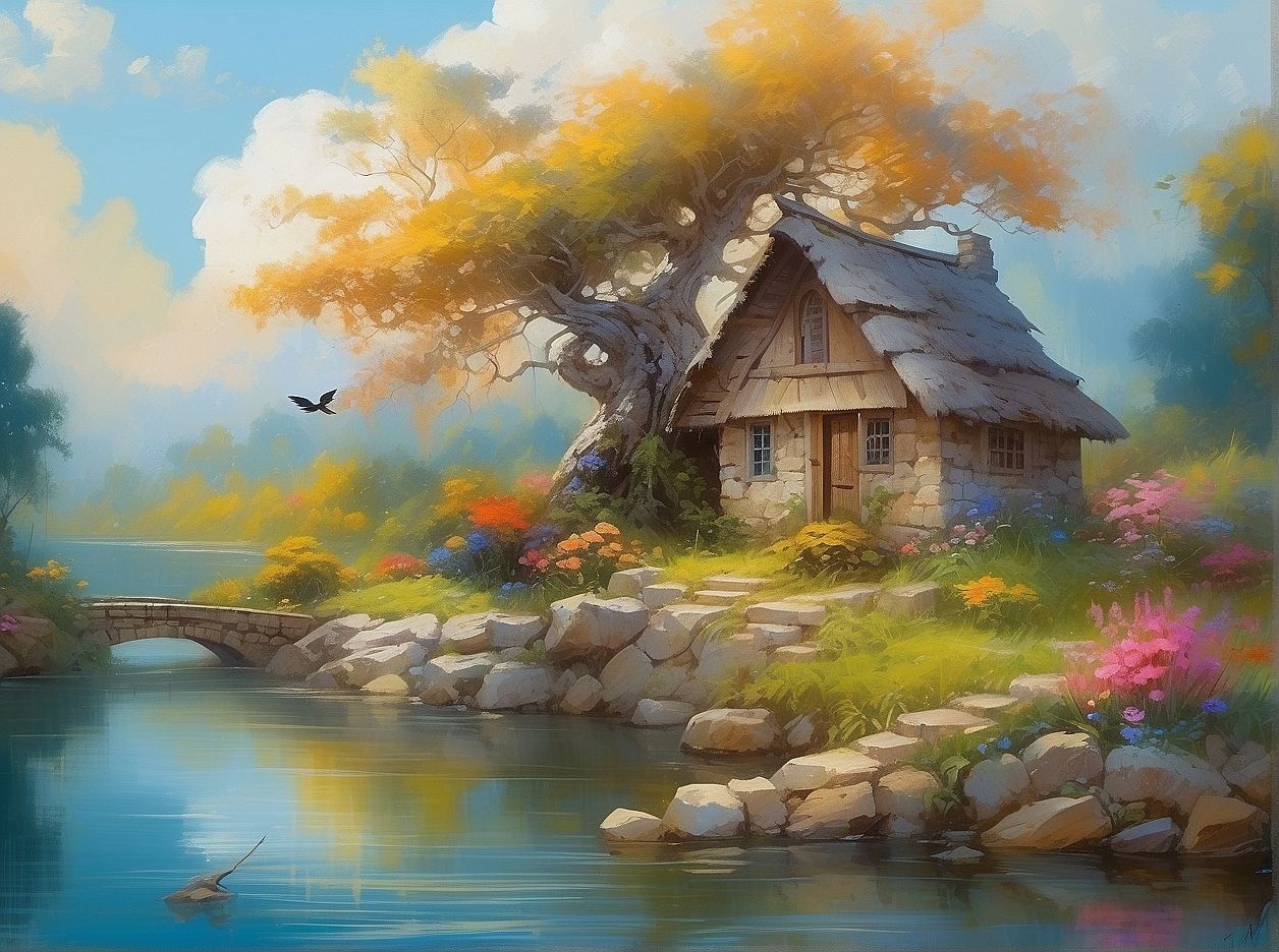 Cottage in a heavenly landscape
