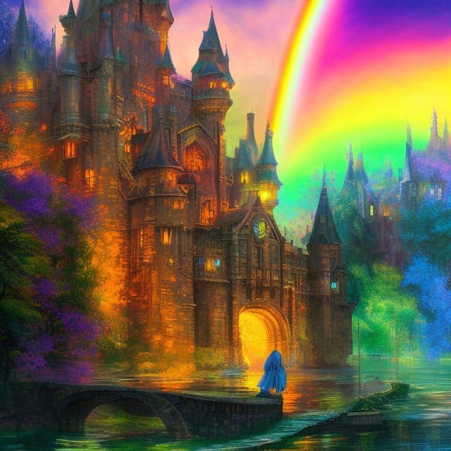 Gorgeous castles rainbow bangles flourescent gorgeous landscape foliage 8k resolution concept art dynamic ...  by @Jennie Matonis