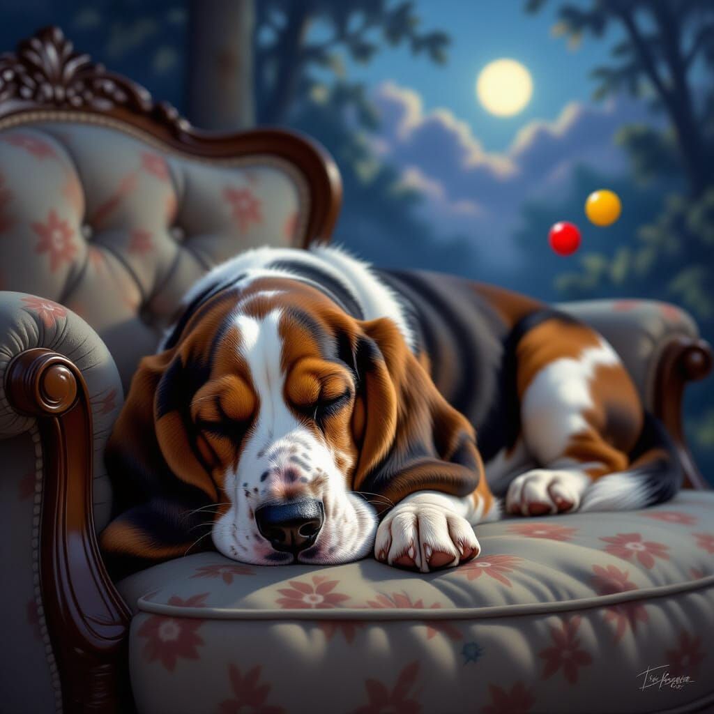 Basset Hounds bring charm with their long ears, soulful eyes, and playful personalities—inspire scenes ...  by @Barabashka