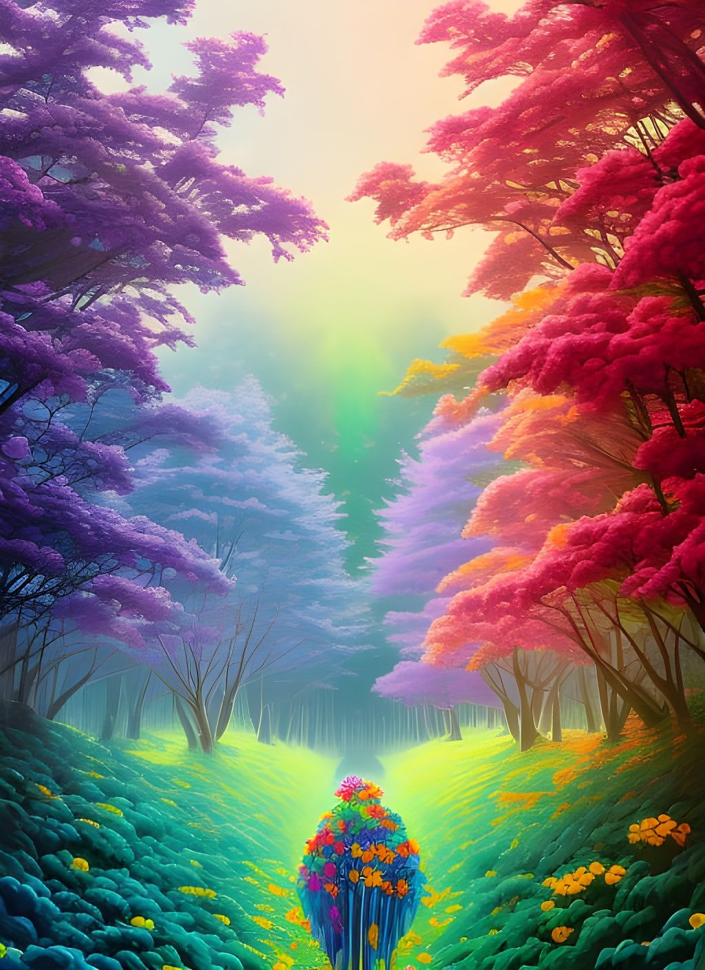 Rainbow Forest AI Generated Artwork NightCafe Creator