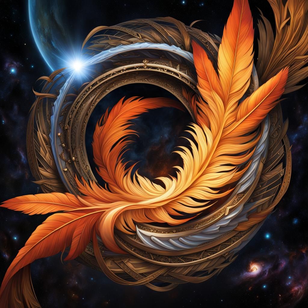 phoenix feather flying through space