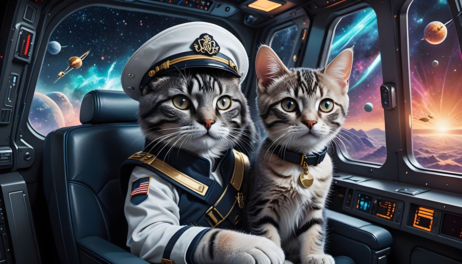 Captain Kate with the starship's kitten Kiddo  by @Gary Murakami