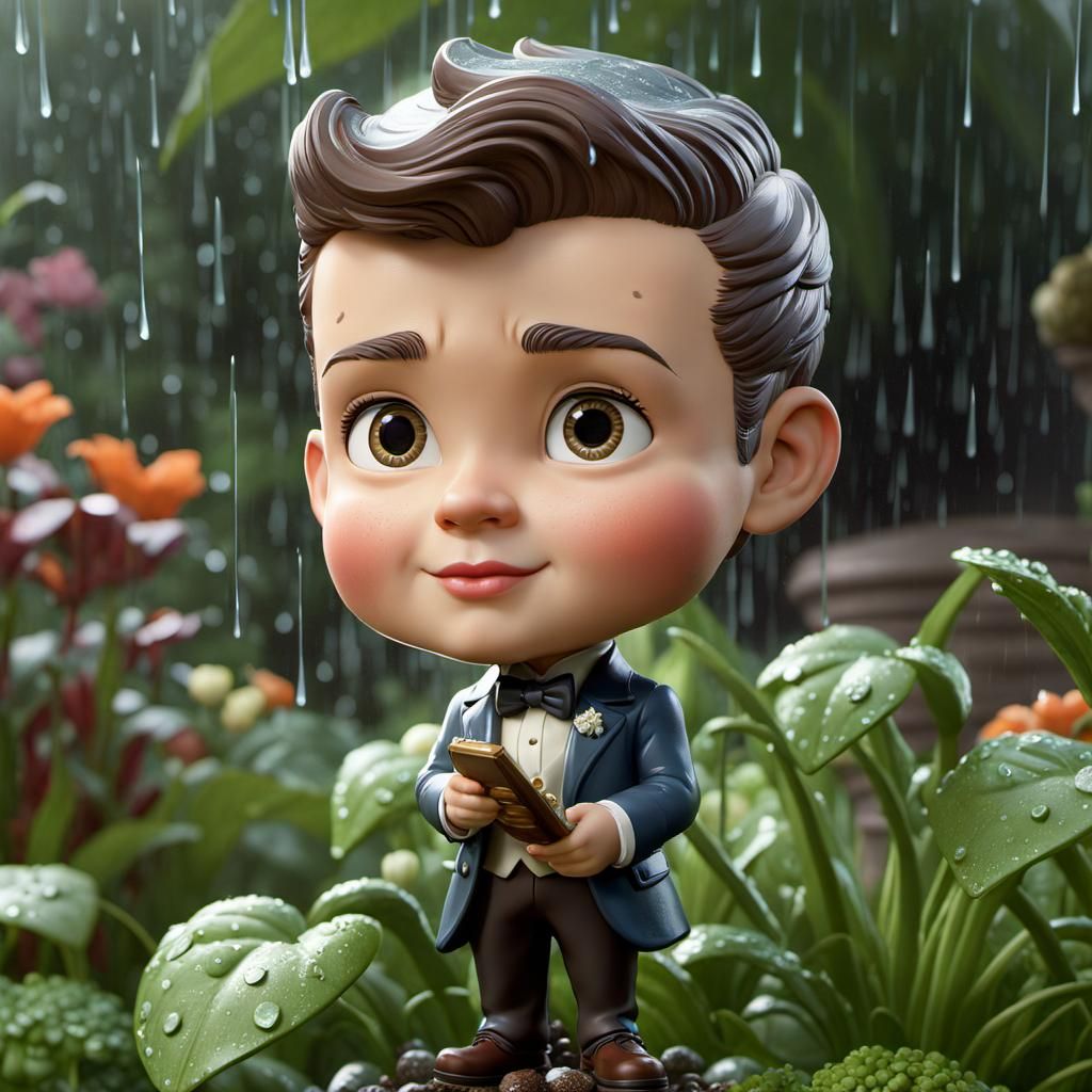 An bobblehead character left in garden  by @Cute dog