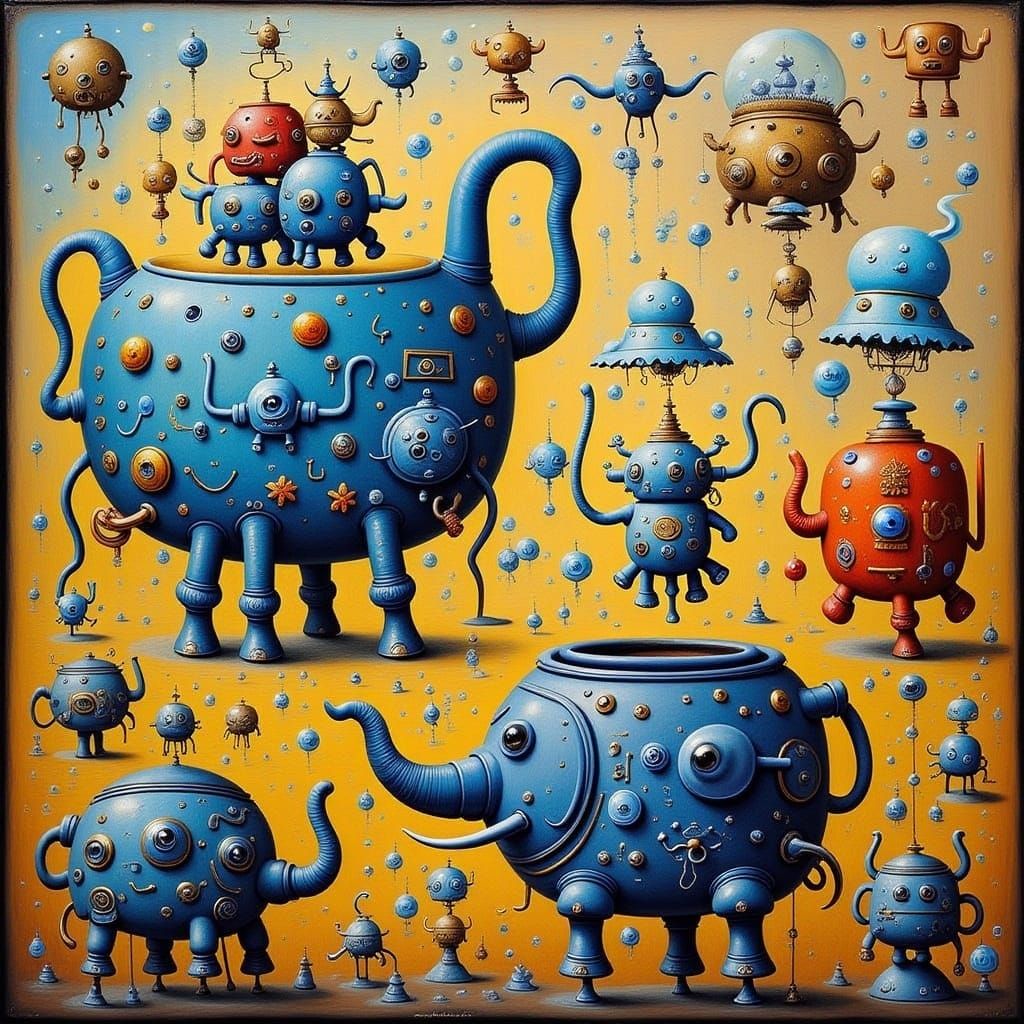  <lora:ELEPHANT TEA:1.0> in the style of Joan Miro