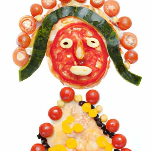 a beautiful woman made of pizza