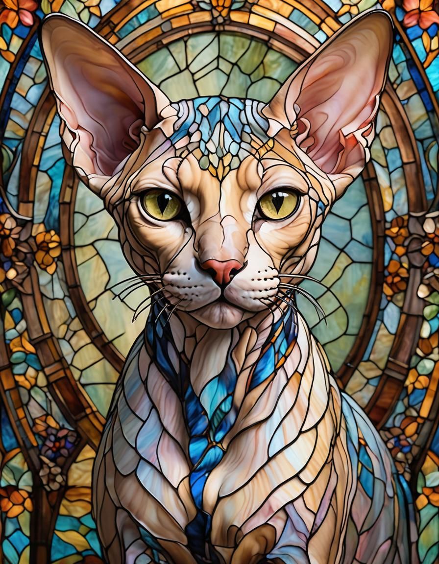 Sphynx Cat Stained Glass  by @Colin Davis