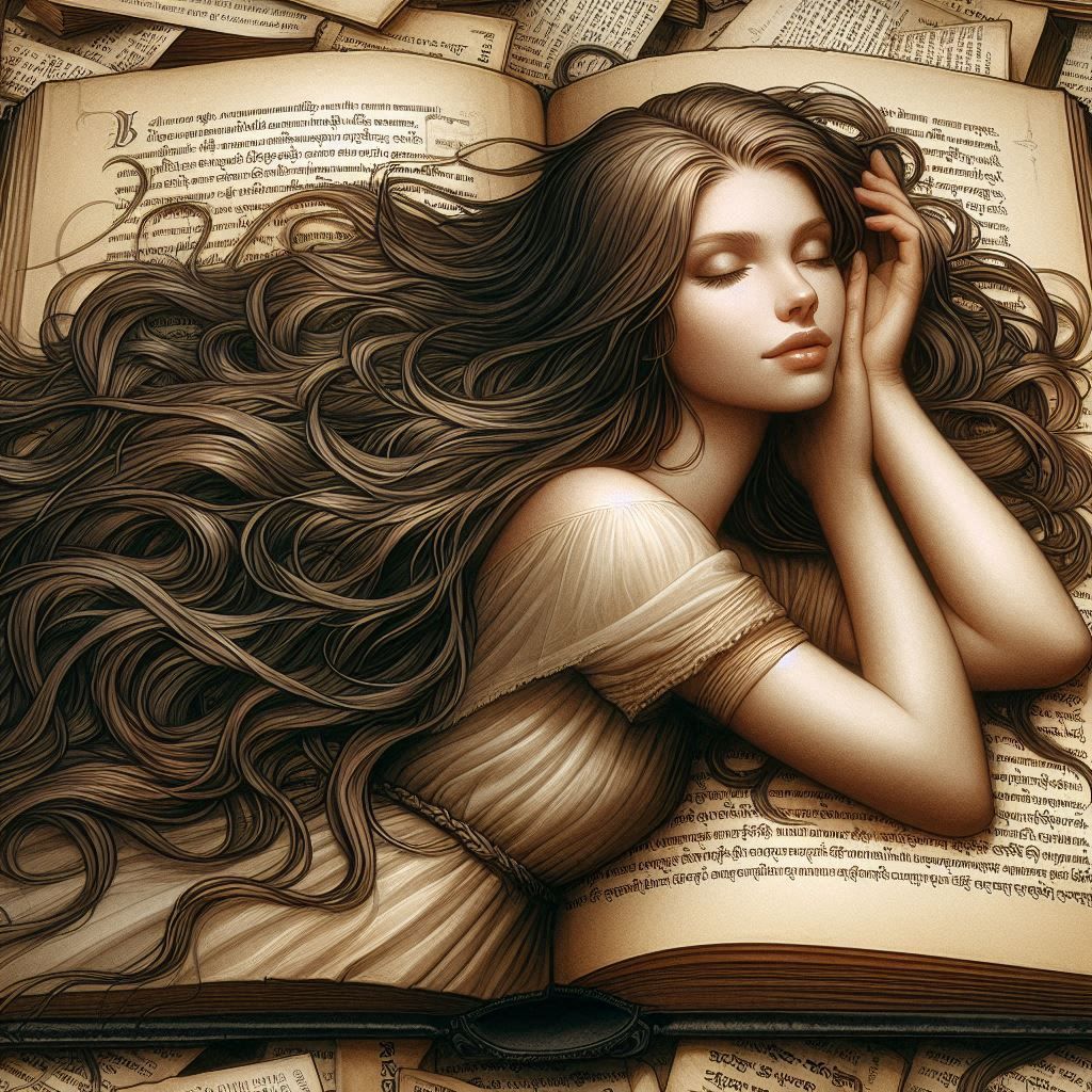 Wrapped in a book with open pages