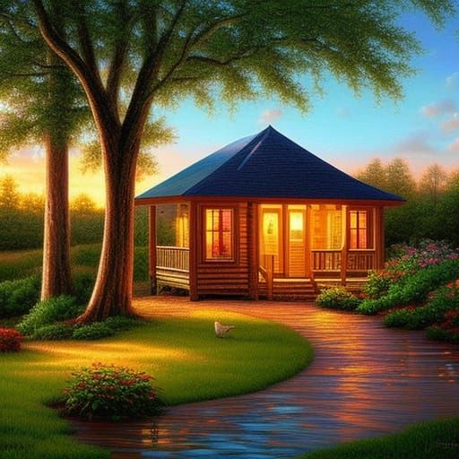 Gulfside cabin style of Thomas Kincade