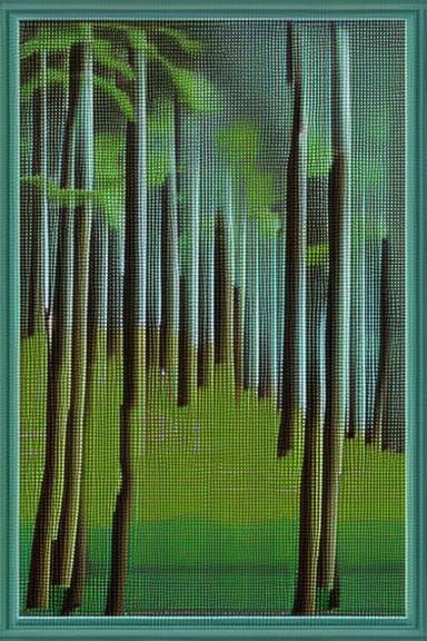 intricate dreamcore Douglas fir tree forest needlepoint Art ...