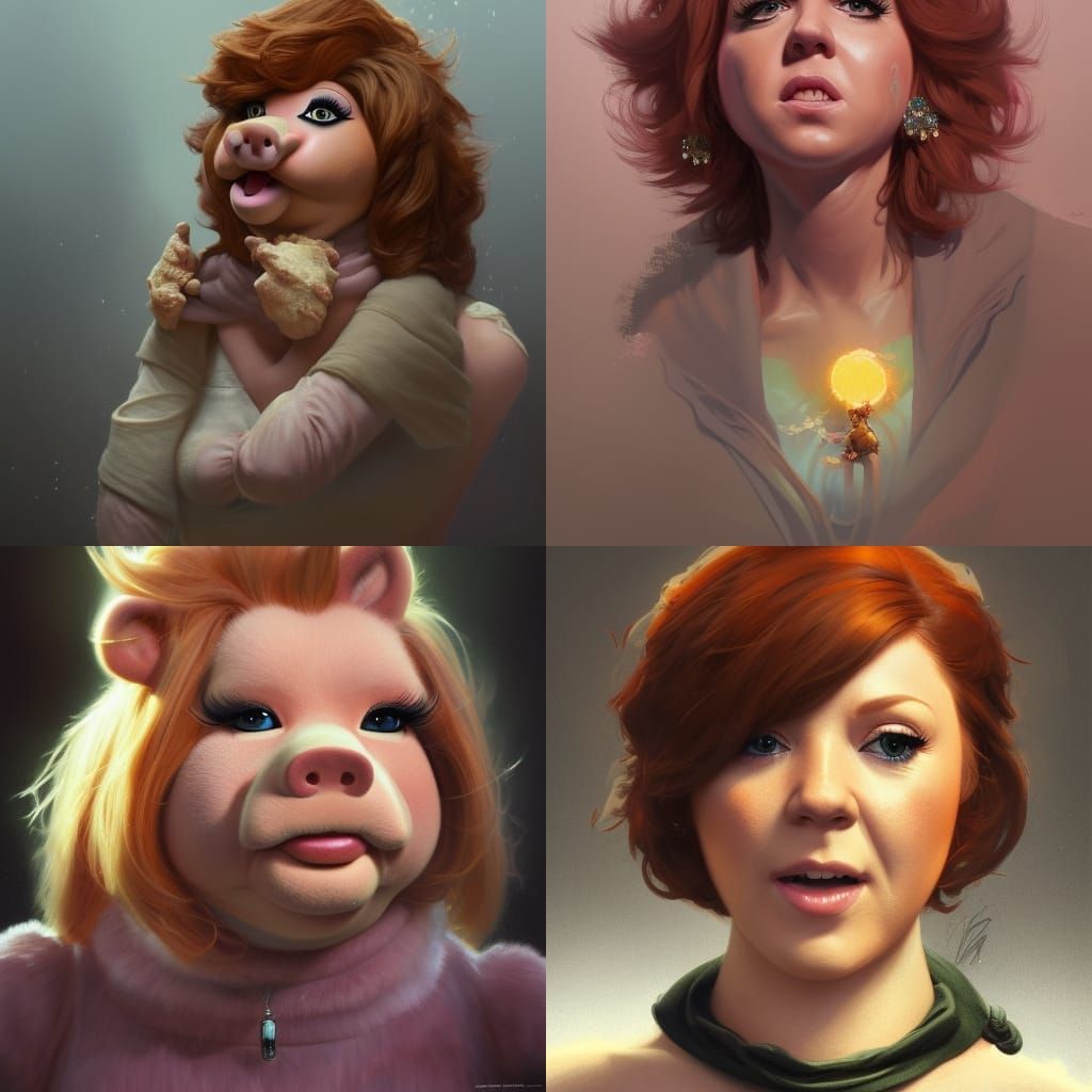 Cilla Black Miss Piggy Vomiting Badgers Ai Generated Artwork