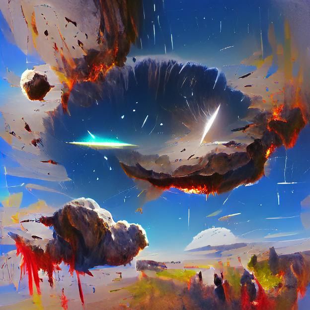 Meteor falling from sky trending on Artstation