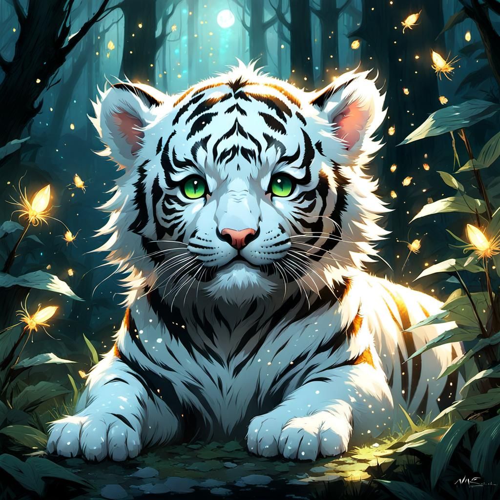 Baby snow tiger - AI Generated Artwork - NightCafe Creator