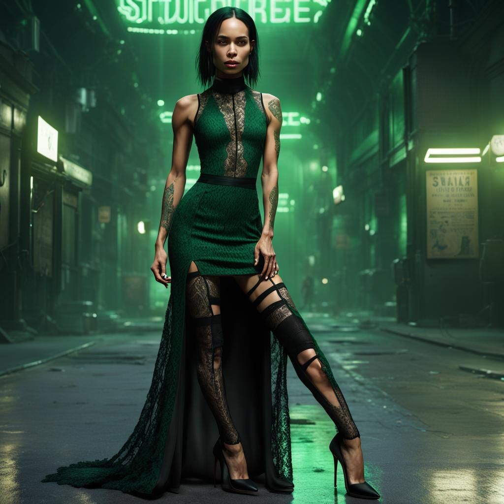 Young girl, European, tall, thin, Zoe Kravitz, sharp thin fa...