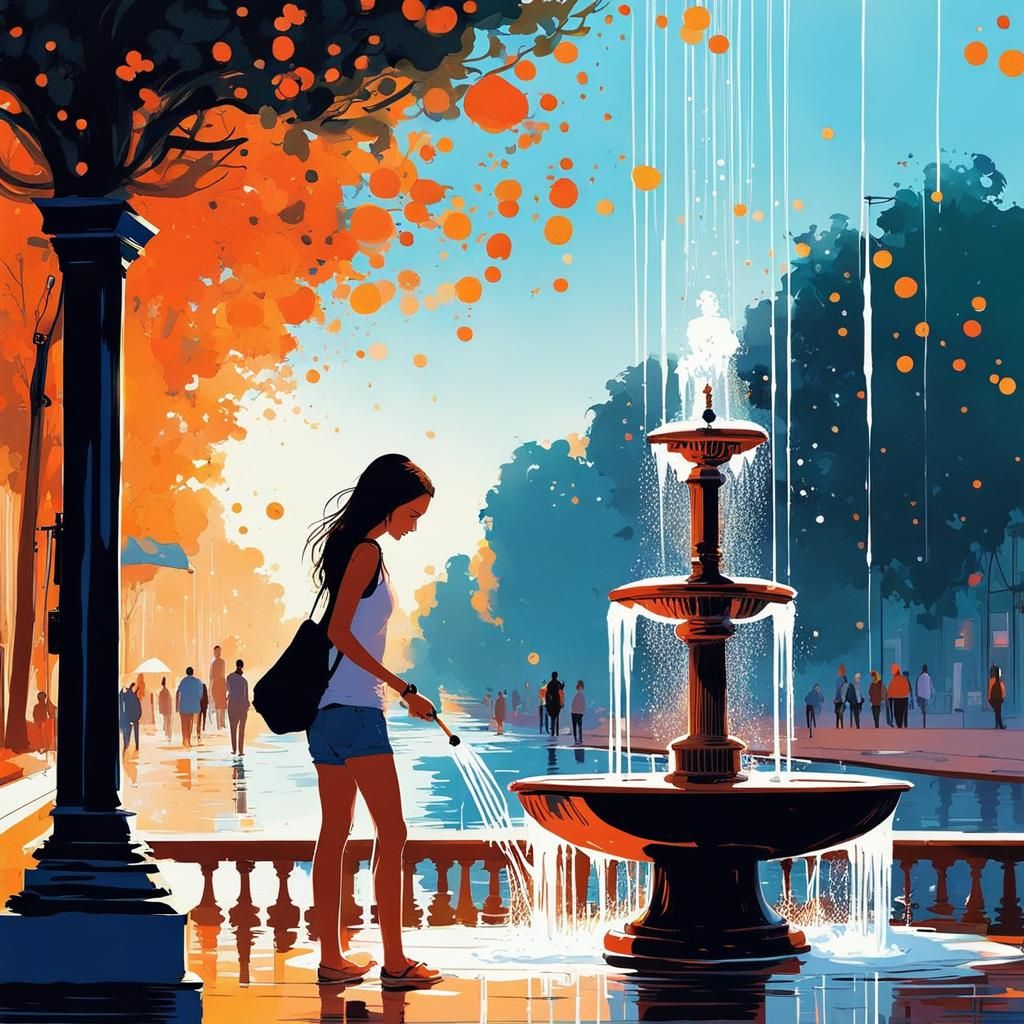 Girl at Water Fountain. #3