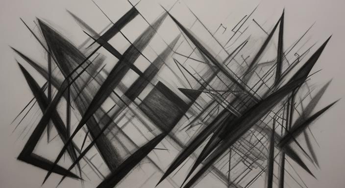 "(geometric abstract art charcoal drawing)"