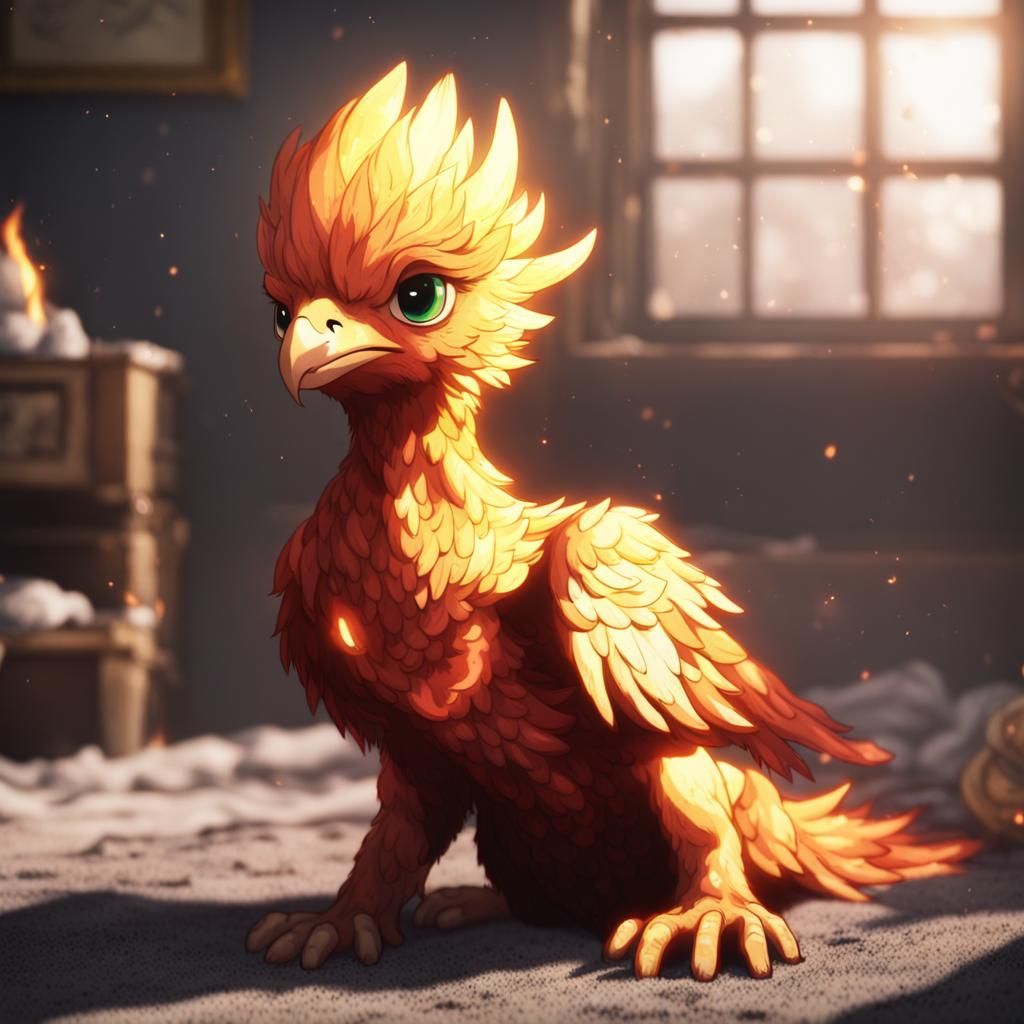 Baby phénix waking up from his ashes