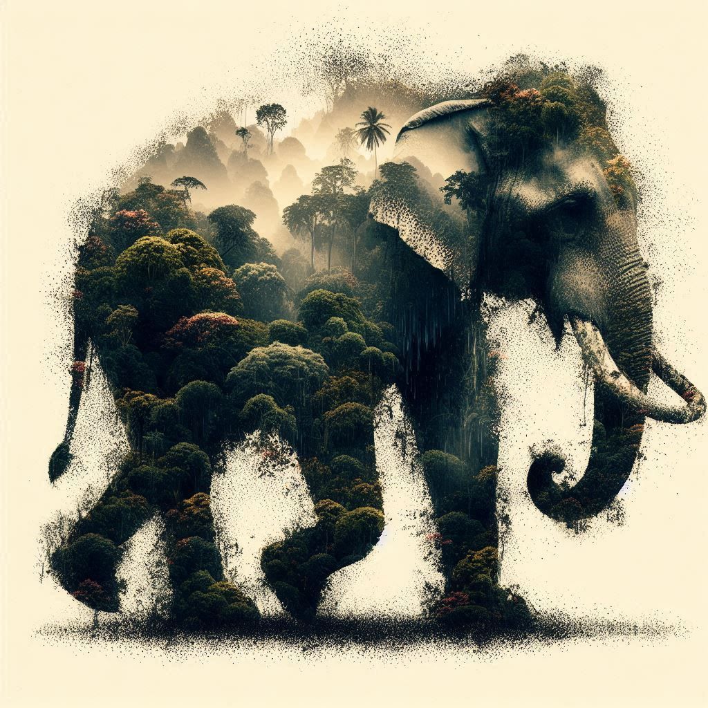 double exposure beautiful fantasy DALL-E 3 portrait landscape..