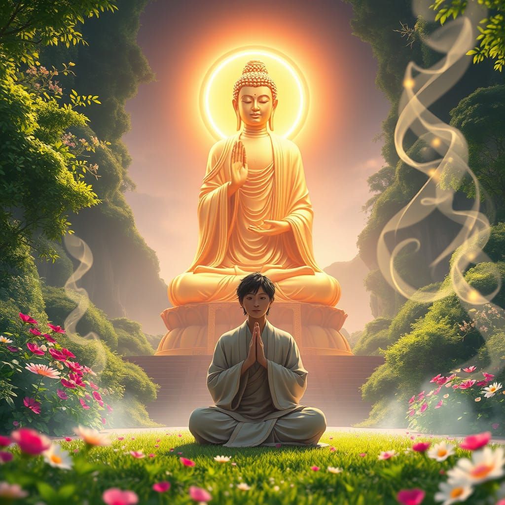 Buddha in Serene Ethereal Environment