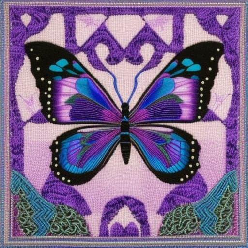 Needlepoint Butterfly AI Generated Artwork NightCafe Creator