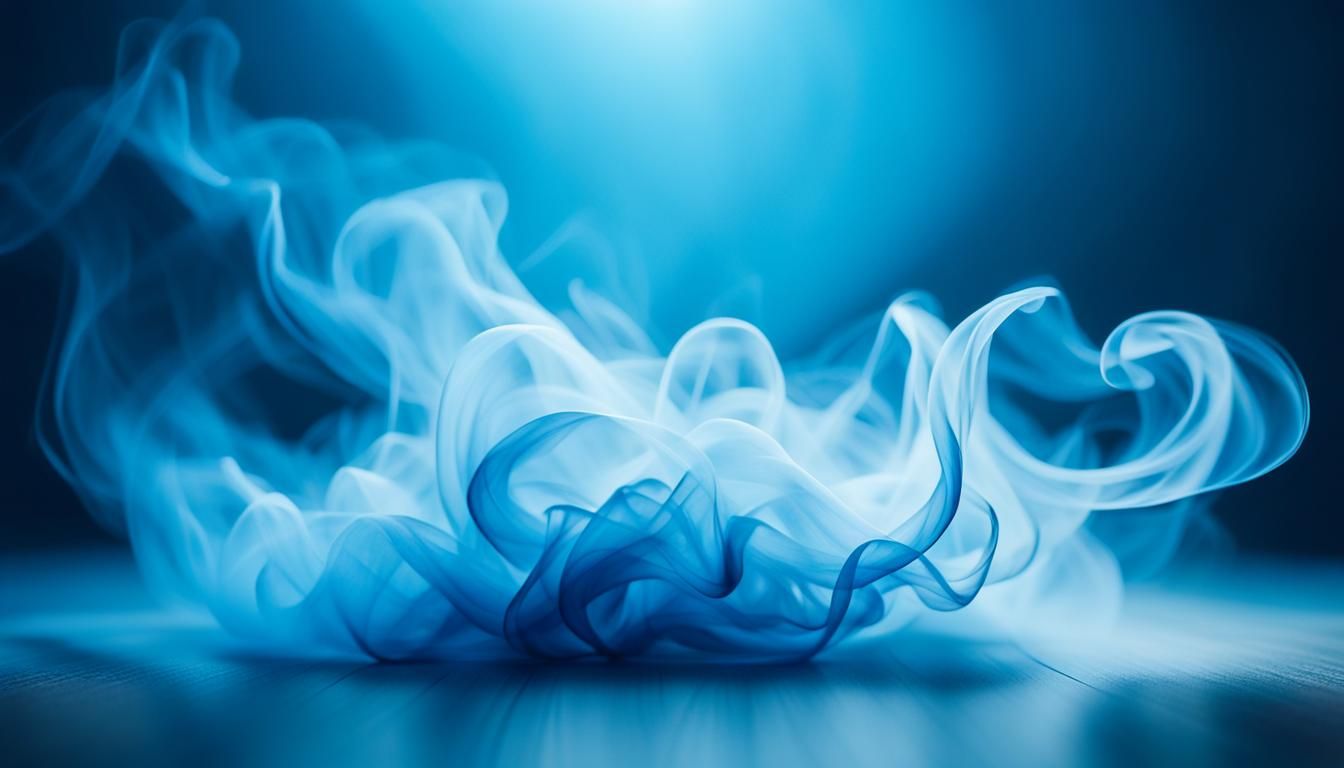 Mystical mist. Swirling smoke in blue and light symphony. Fl...