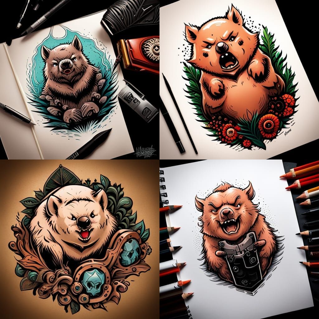Angry Wombat tattoo design Mark Brooks and Dan Mumford, comi...