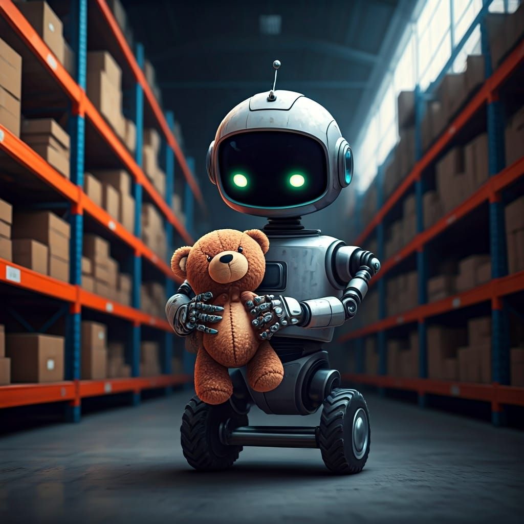 Robot and his teddy