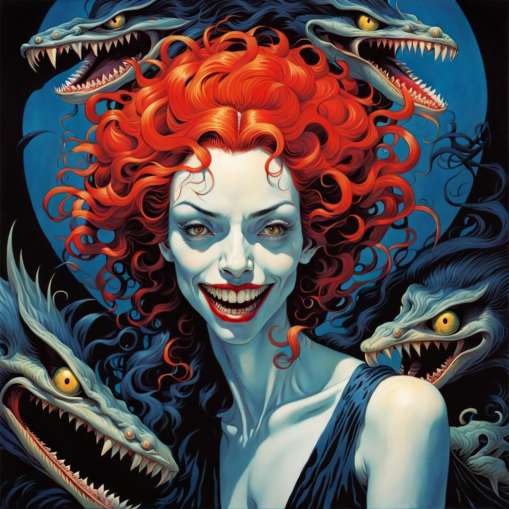 "by James Jean, milo manara and tim burton and Giguer,  masterpiece illustration; mesmerazing painting: Transitional Wor...