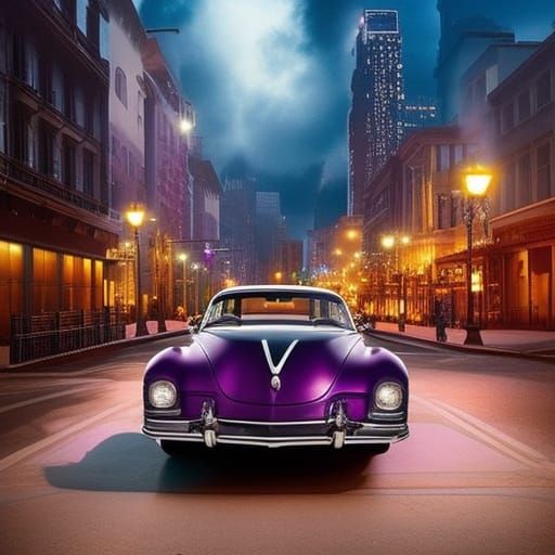 Retro purple car, 1950s - AI Generated Artwork - NightCafe Creator