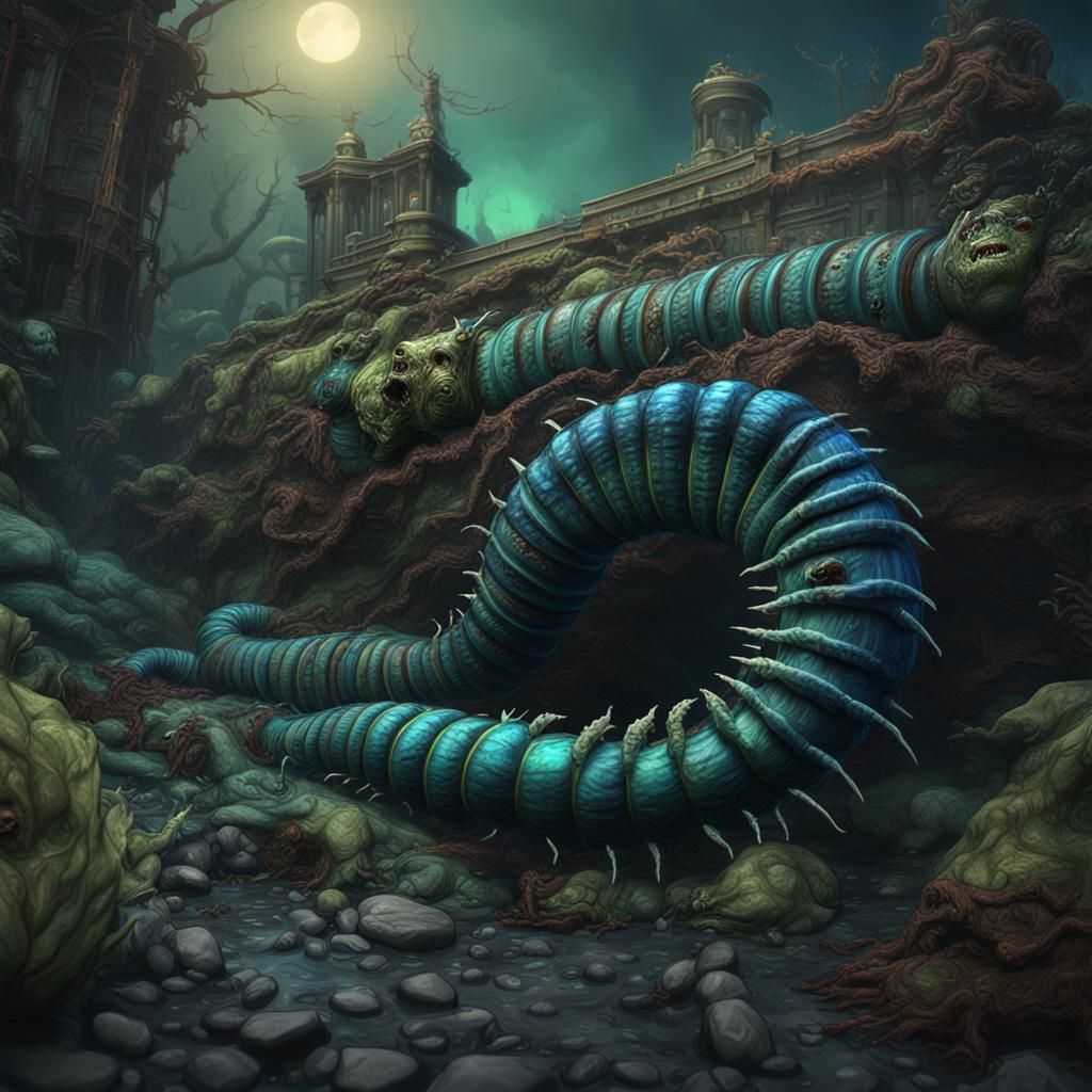 zombie-millipede braun blau grün