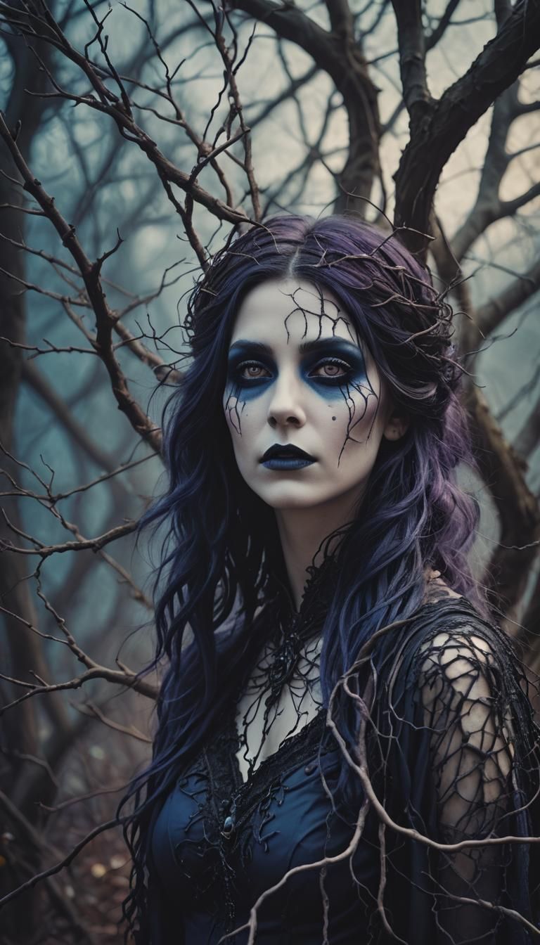 Ethereal Goth Woman in Surrealist Photography Style