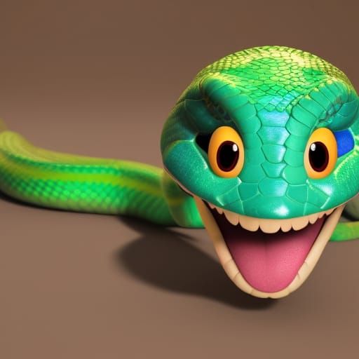 cute snake with happy face