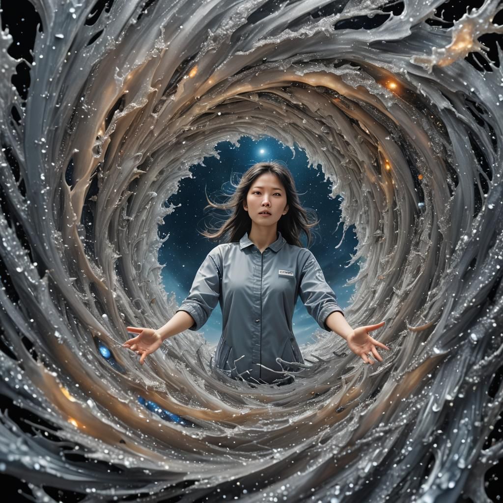 Surreal Woman in Vortex at World's End