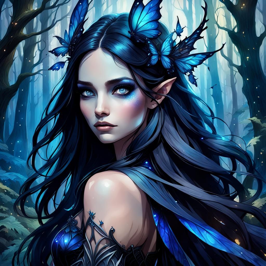 dark blue fairy - AI Generated Artwork - NightCafe Creator