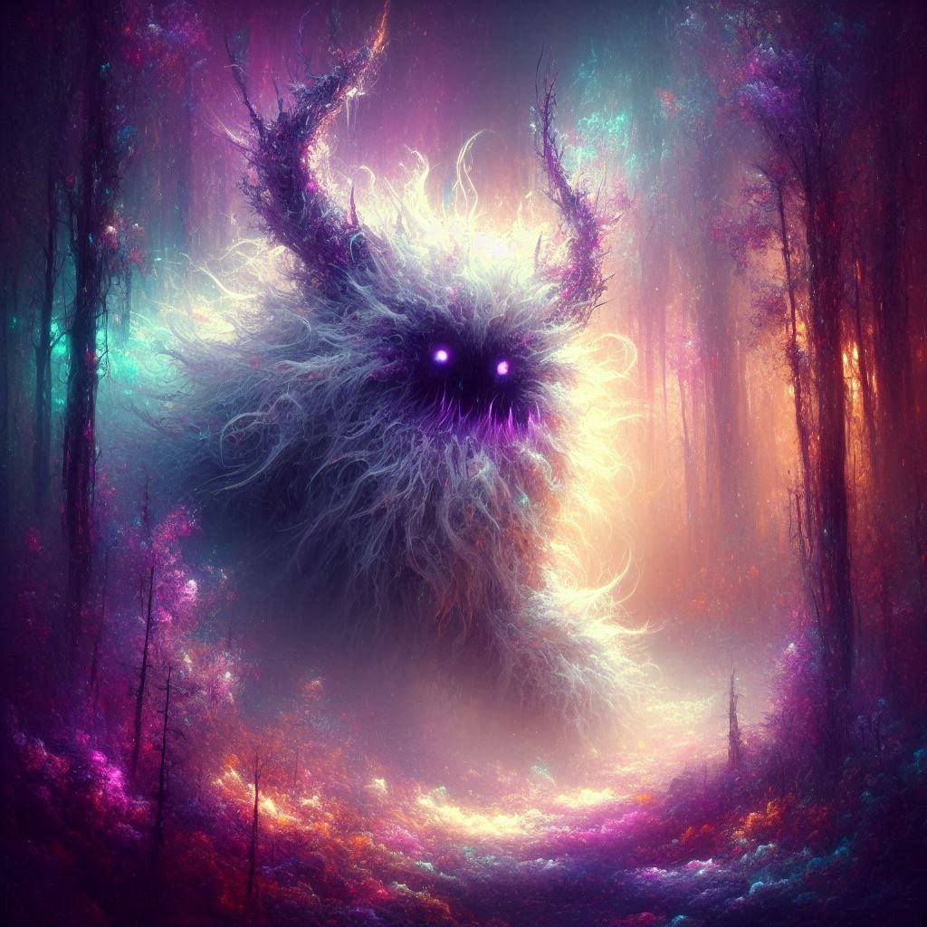 emerging from the trees