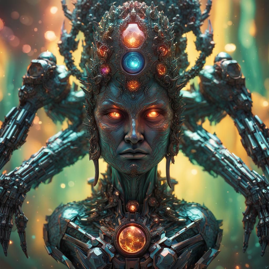 Futuristic Ai sentient Machine with Alot arms BODHiSATTVA  m...