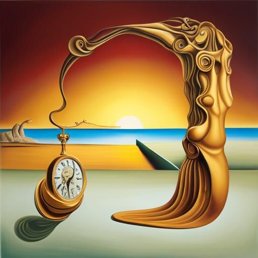 Clocks go and noses run, surrealism Salvador Dali matte back...