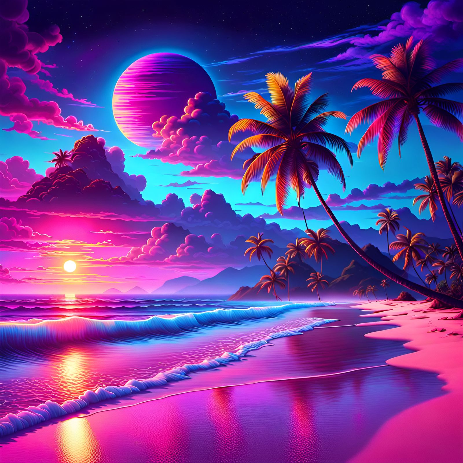  Tropical Dreamscapes: A Vaporwave Oasis by the Shore  by @undefined