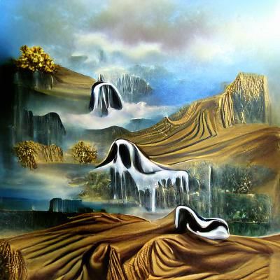 waterfalls in a mountainous landscape.