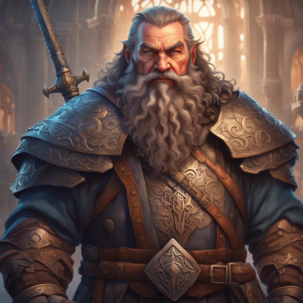 sword medieval noble dwarf with sword  head and shoulders po...