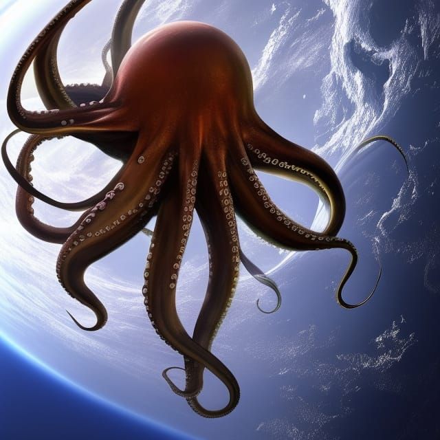 octopus above earth - AI Generated Artwork - NightCafe Creator