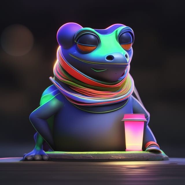 Amphibian species with scarf (intermediate) - AI Generated Artwork