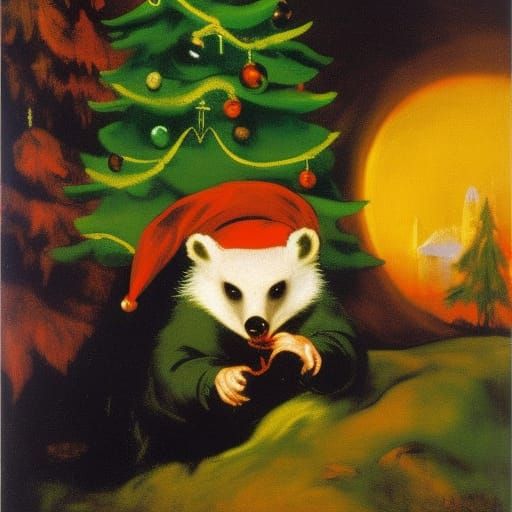 vampire dressed as a hedgehog dancing on the Christmas tree ...