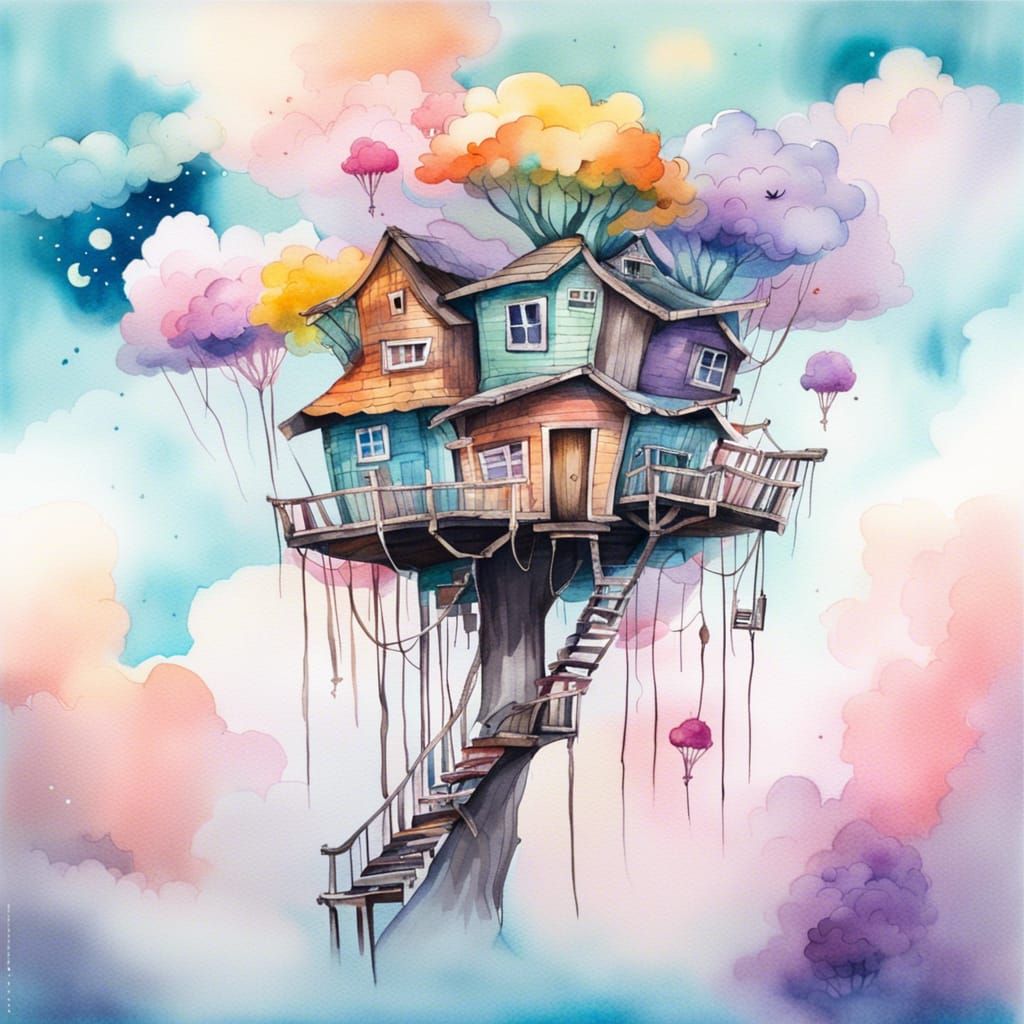 Watercolor Magical Treehouse  by @Yandex 
