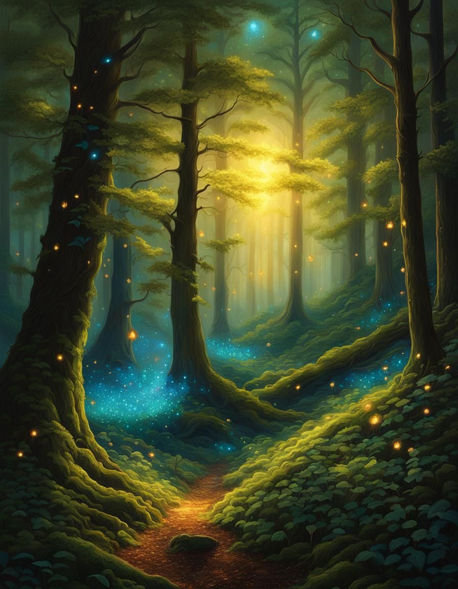 The Enchanted Bioluminescent Forest