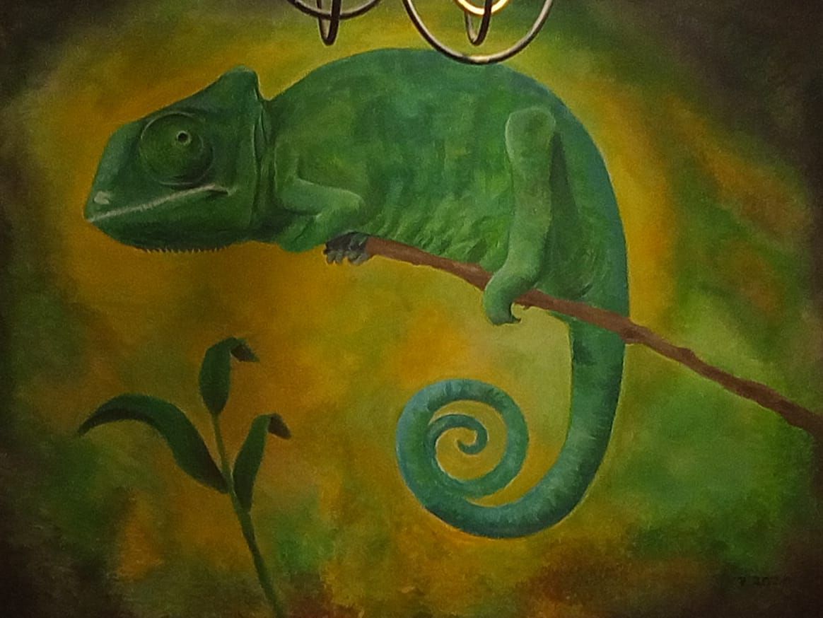 In the picture the lizards is showing its tongue out to eat