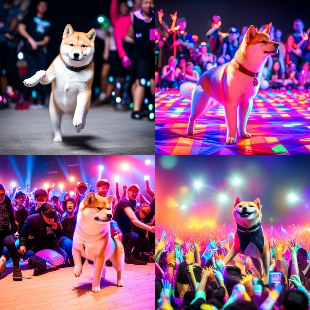 Shiba inu dancing at a rave party - AI Generated Artwork - NightCafe ...