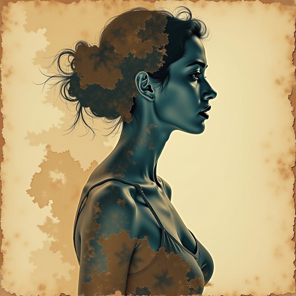 a textured collage-style book cover featuring a woman in Havana, utilizing a limited color palette of sepia tones and soft blue hues. The wo...