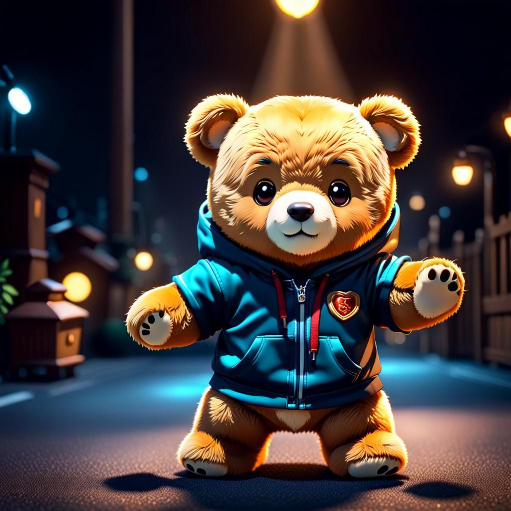 Chibi Teddy Bear in Karate Gi Digital Art